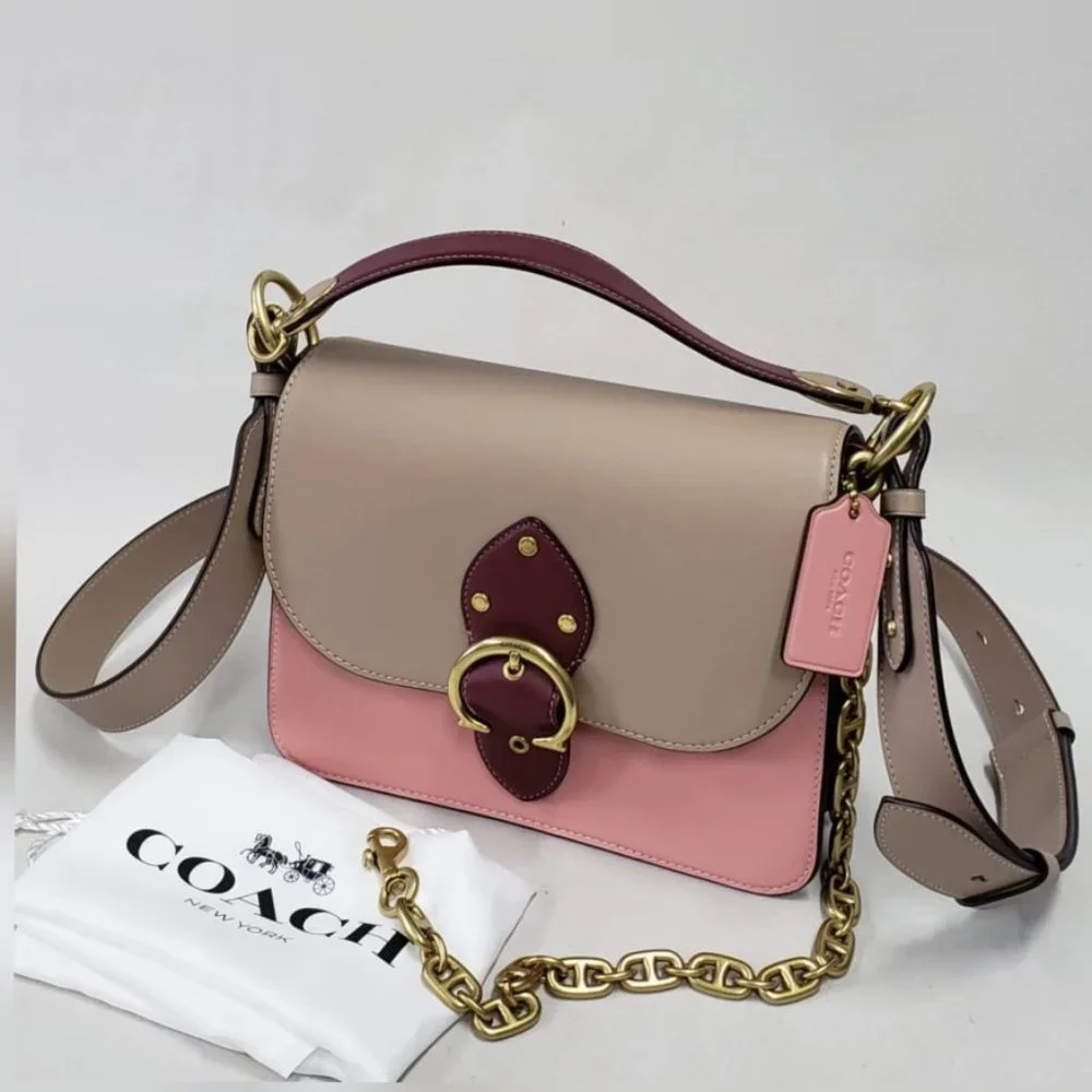 Coach Beat Shoulder Bag In Colorblock‎ Candy Pink Multi NWT